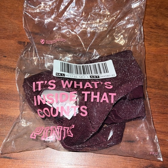 VS Pink Seamless Shimmer Plunge Sports Bra Wild Rose Shine Large longline - Picture 7 of 11